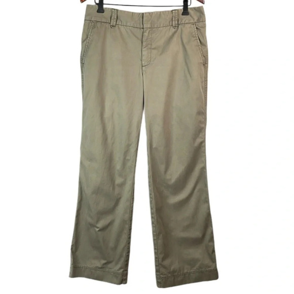 EDDIE BAUER Mercer Fit Twill Trousers Khaki Green High Waist Straight Leg 12 - Picture 2 of 11